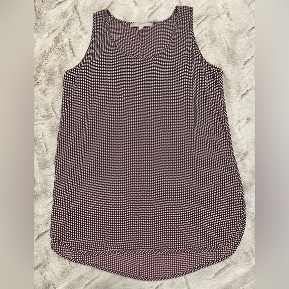 LOFT Tops - LOFT Maroon Red and White Patterned Tank Top